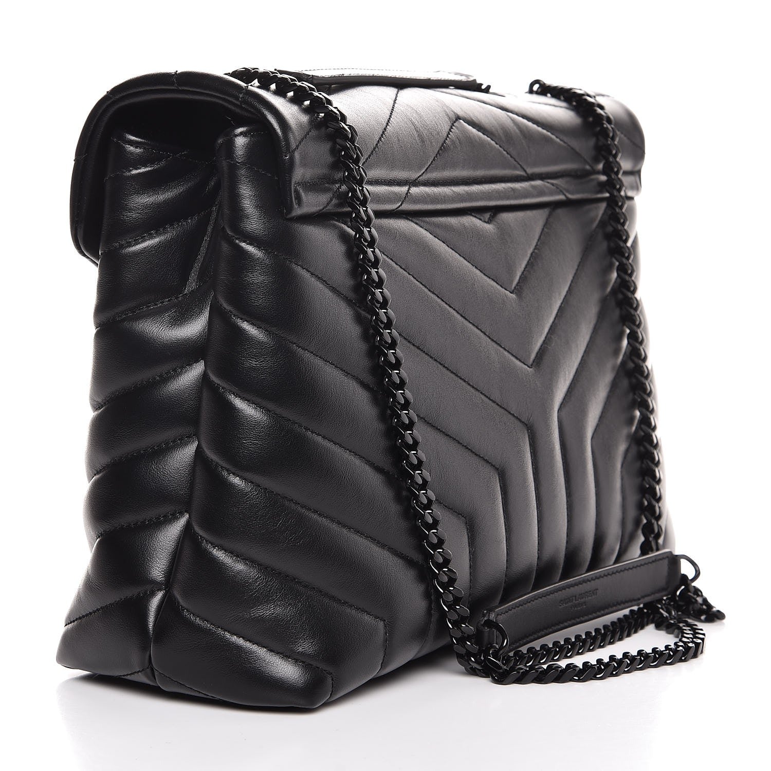 Saint Laurent Calfskin Y Quilted Monogram Medium Loulou Chain Satchel Black 3 of 7