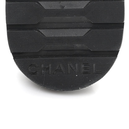 Chanel Shiny Lambskin Quilted Lace Up Combat Boots 39 Grey Black 7 of 9
