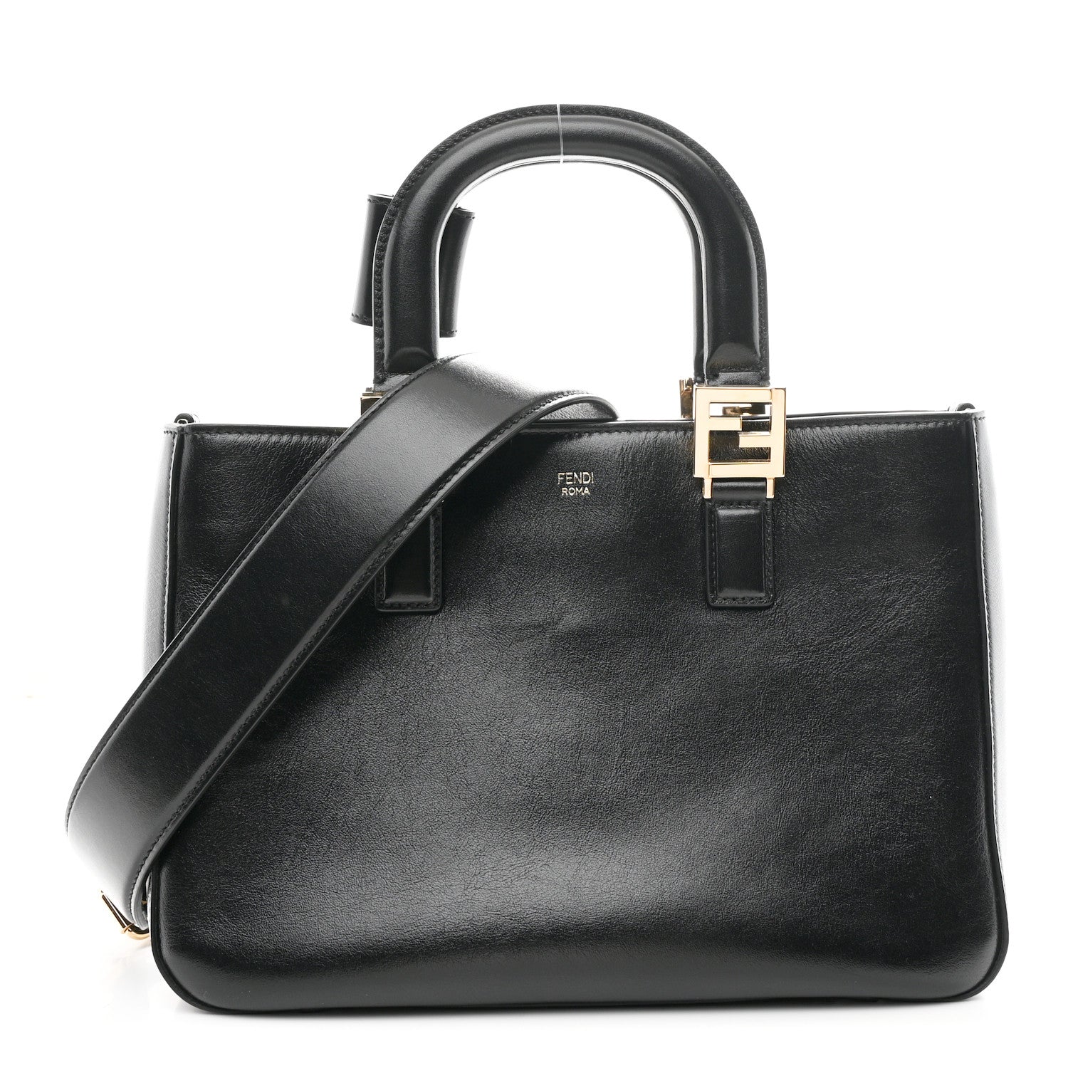 Fendi Vitello Glacier Small FF Tote Black 1 of 10