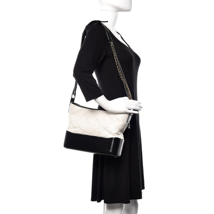 Chanel Aged Calfskin Quilted Medium Gabrielle Hobo Black White 2 of 13