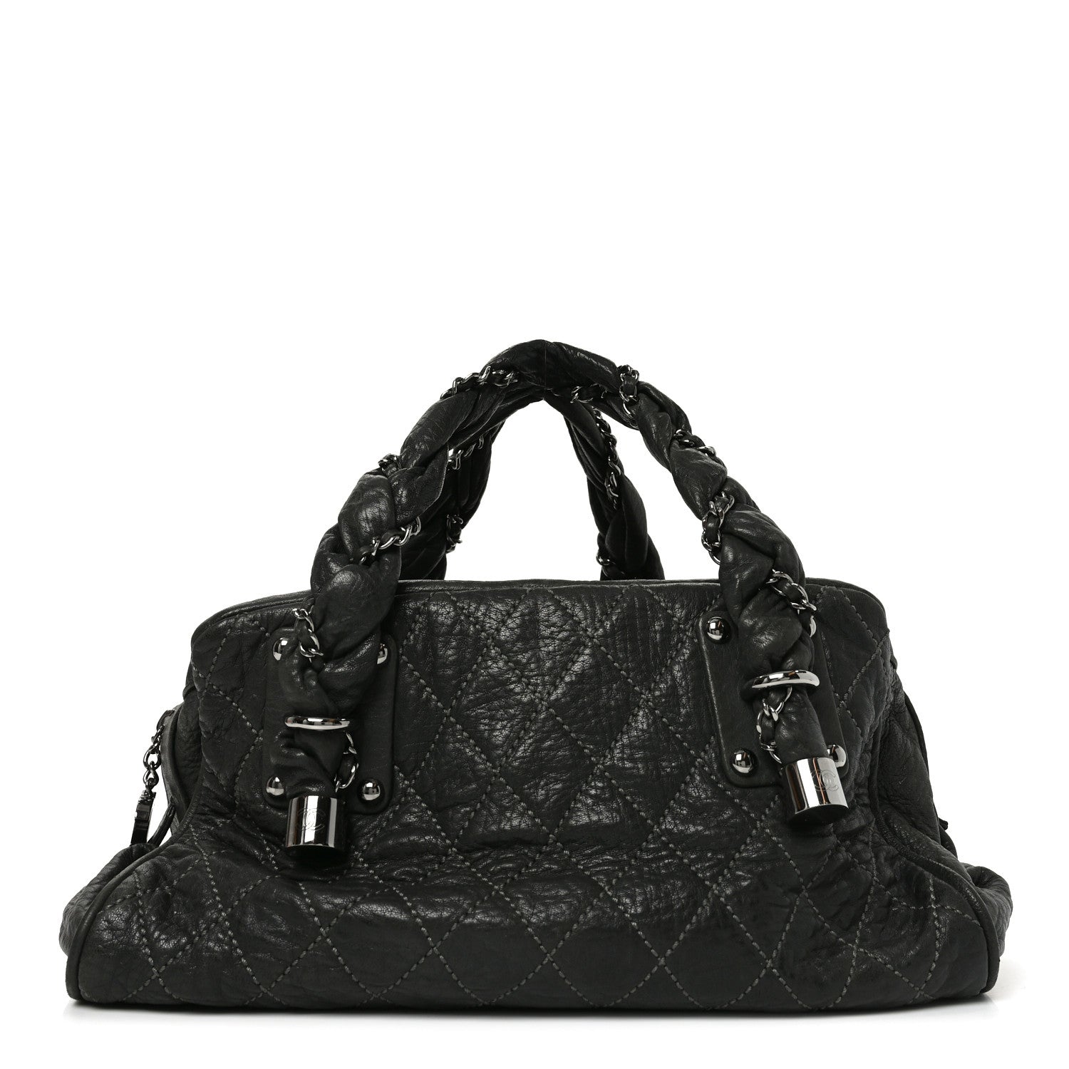 Chanel Distressed Lambskin Lady Braid Bowler Grey 1 of 10