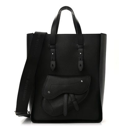 Christian Dior Grained Calfskin Saddle Tote Black 1 of 13