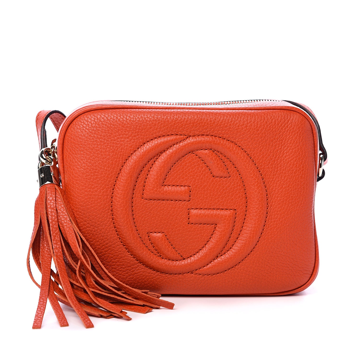 Pebbled Calfskin Small Soho Disco Bag Sun Orange
