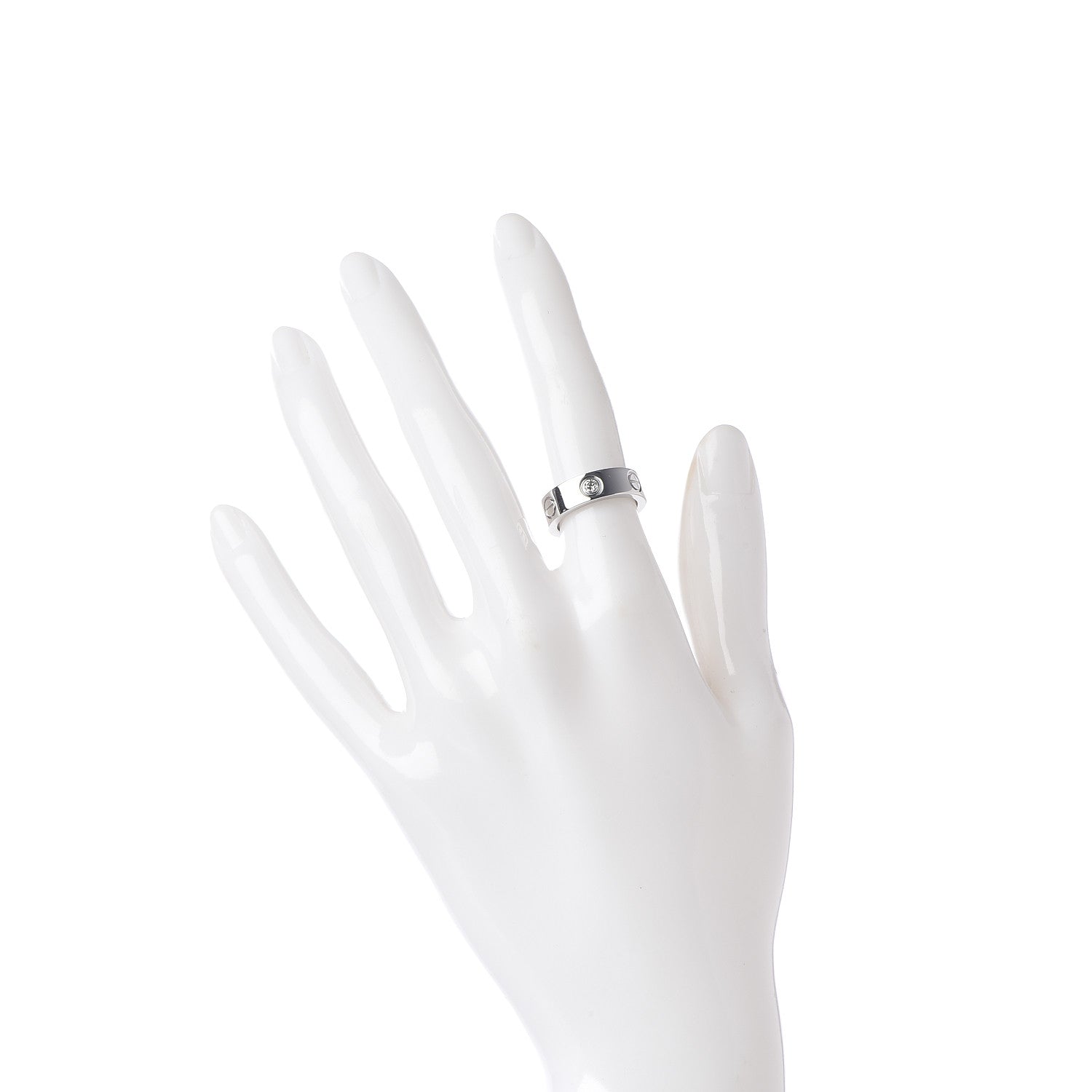 Cartier 18K White Gold 3 Diamond 5.5mm LOVE Ring 48 4.5 2 of 4