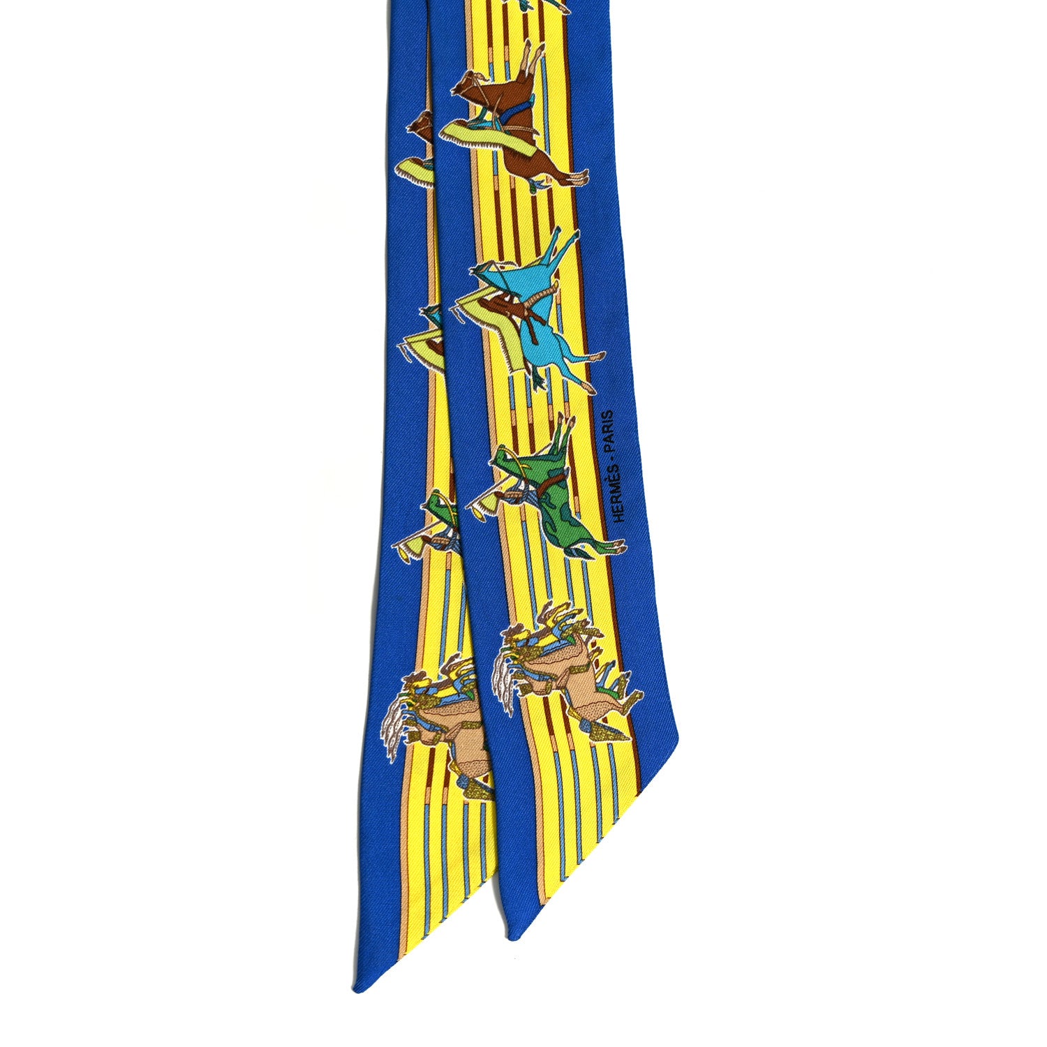 Hermes Silk Pani La Shar Pawnee Twilly Bleu Roy Jaune 2 of 5