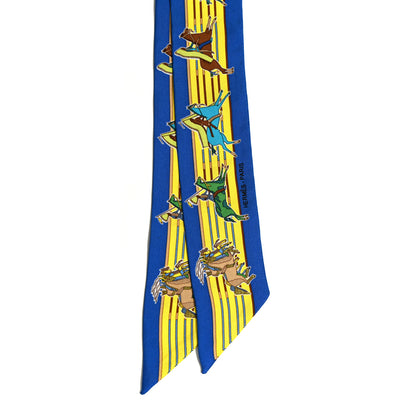 Hermes Silk Pani La Shar Pawnee Twilly Bleu Roy Jaune 2 of 5
