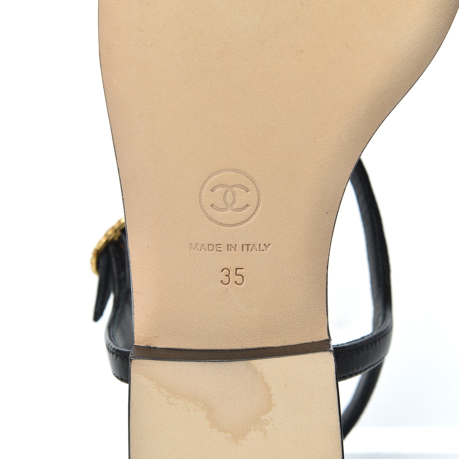 Chanel Lambskin Chain CC Logo Thong Sandals 35 Black 7 of 12