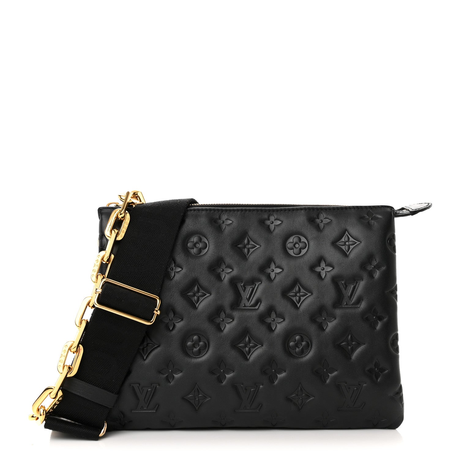 Louis Vuitton Lambskin Embossed Monogram Coussin PM Black 1 of 10