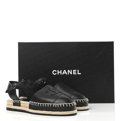 Chanel Lambskin Cap Toe CC Espadrilles Sandals 35 Black 8 of 8