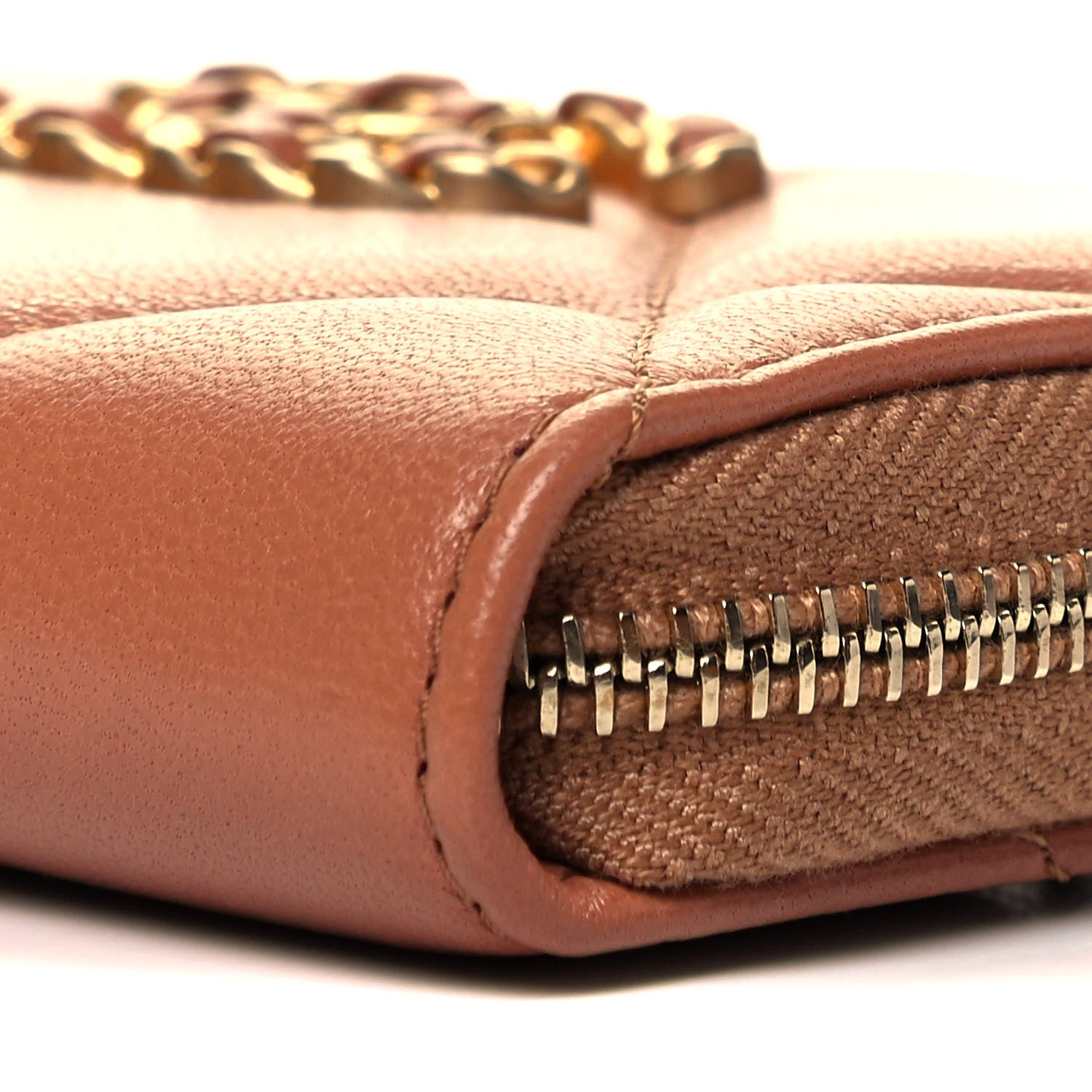 Chanel Lambskin Quilted Chanel 19 Zip Around Coin Purse Wallet Brown 8 of 8