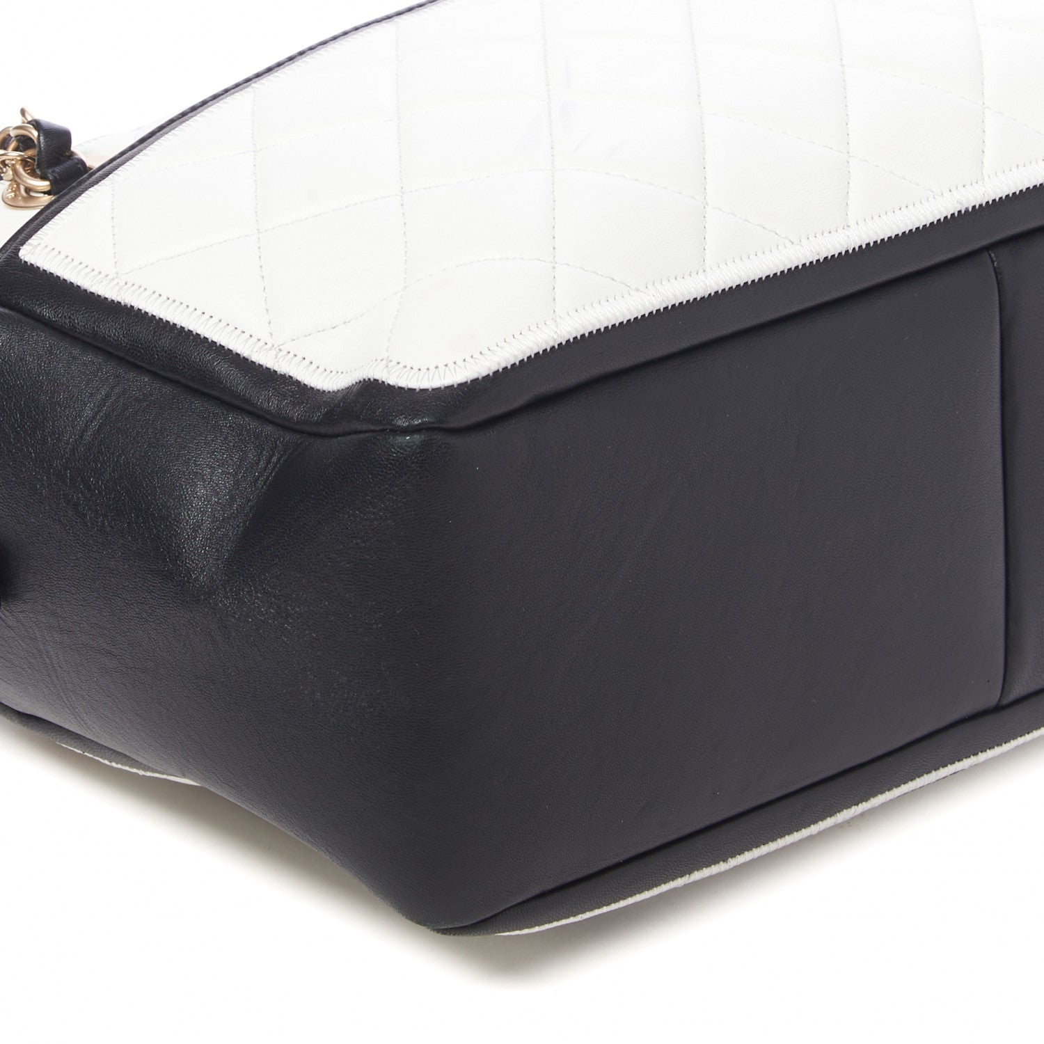 Chanel Lambskin Quilted Graphic Camera Case White Black 5 of 9
