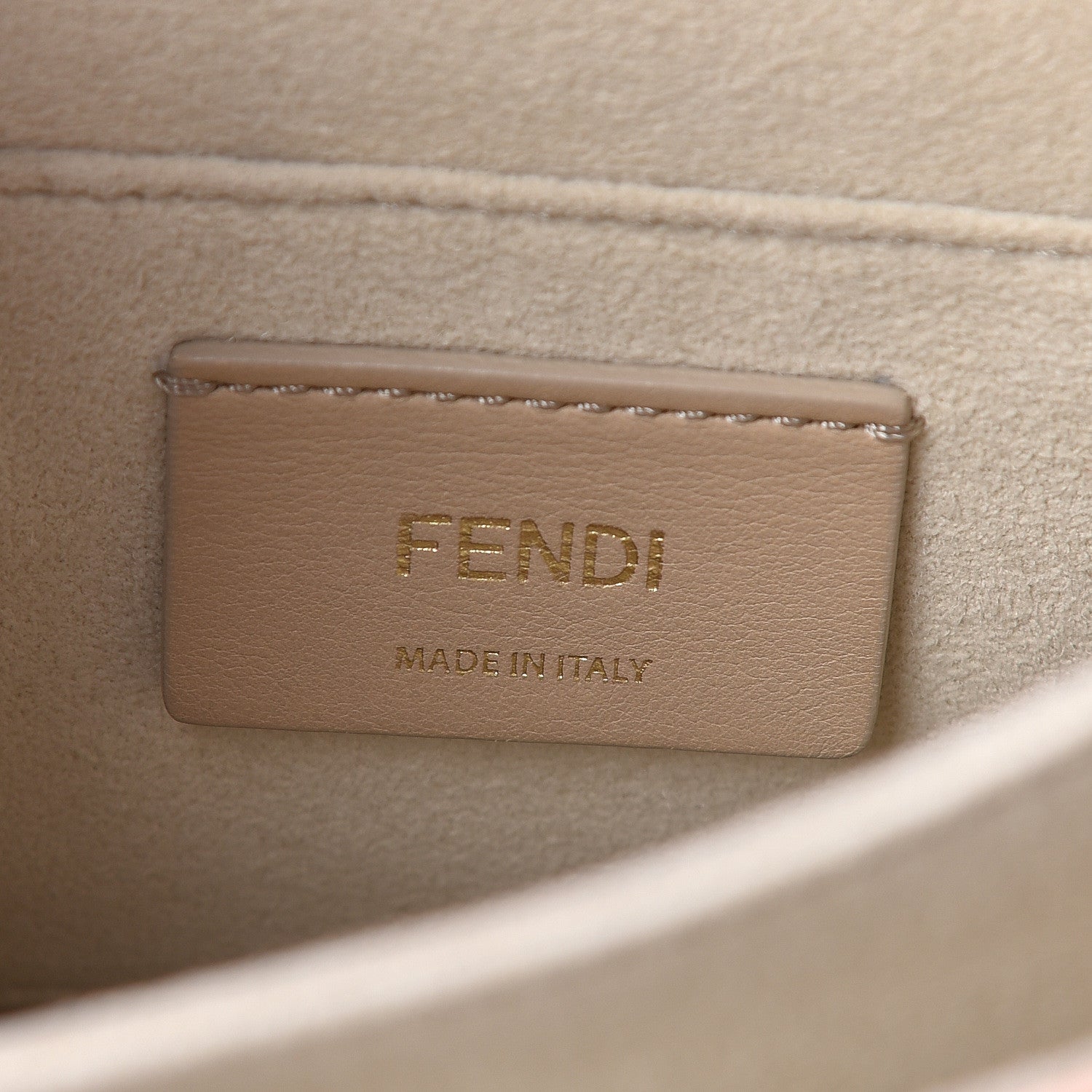 Fendi Vitello Catalan Mirror Scalloped Multi Studded Small Kan I Shoulder Bag Champagne 6 of 11