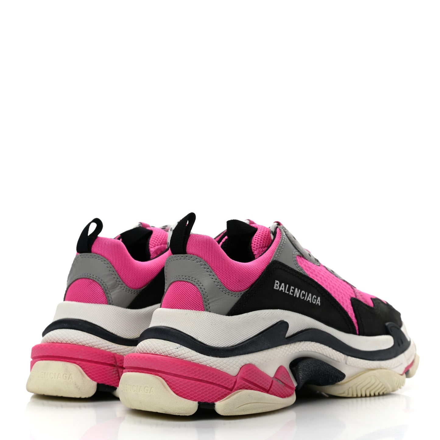 Fabric Mesh Womens Triple S Sneakers 40 Fluo Pink Grey White
