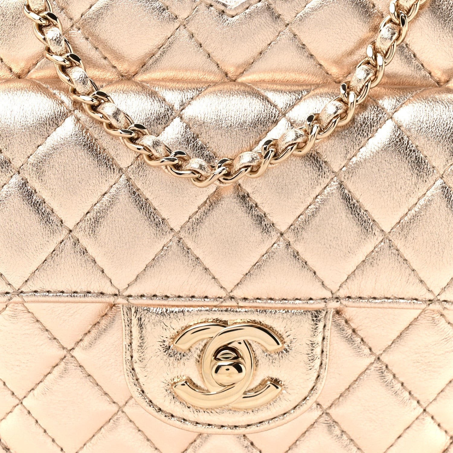 Chanel Metallic Lambskin Quilted CC In Love Heart Bag Gold 8 of 11