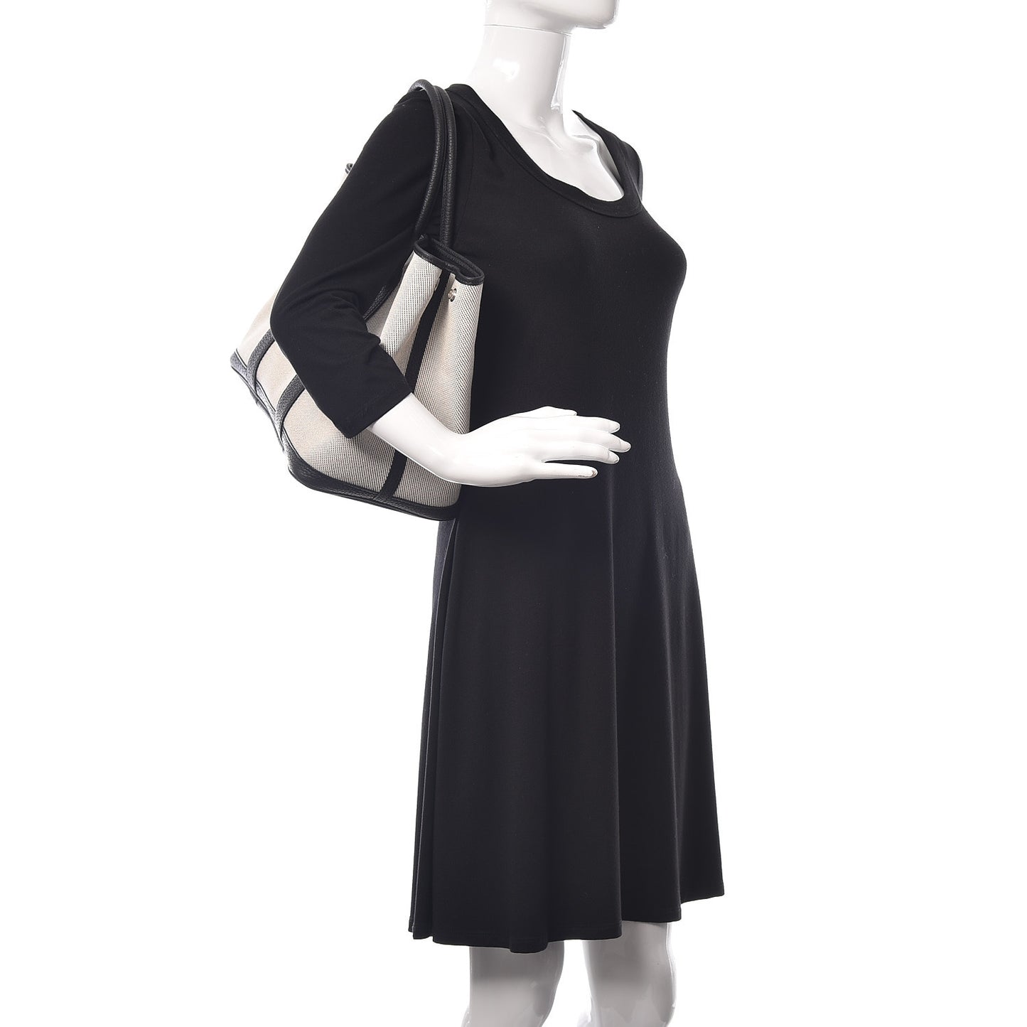Twill H Negonda Garden Party 36 MM Tote Ecru Black