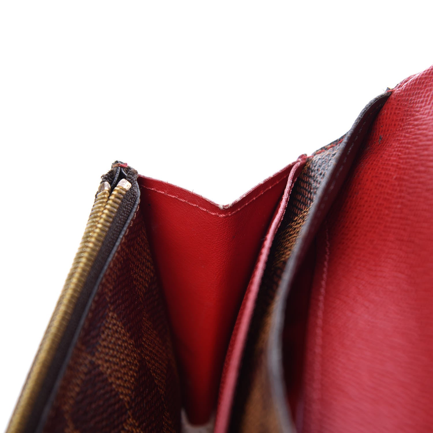 Louis Vuitton Damier Ebene Emilie Wallet Red 9 of 16