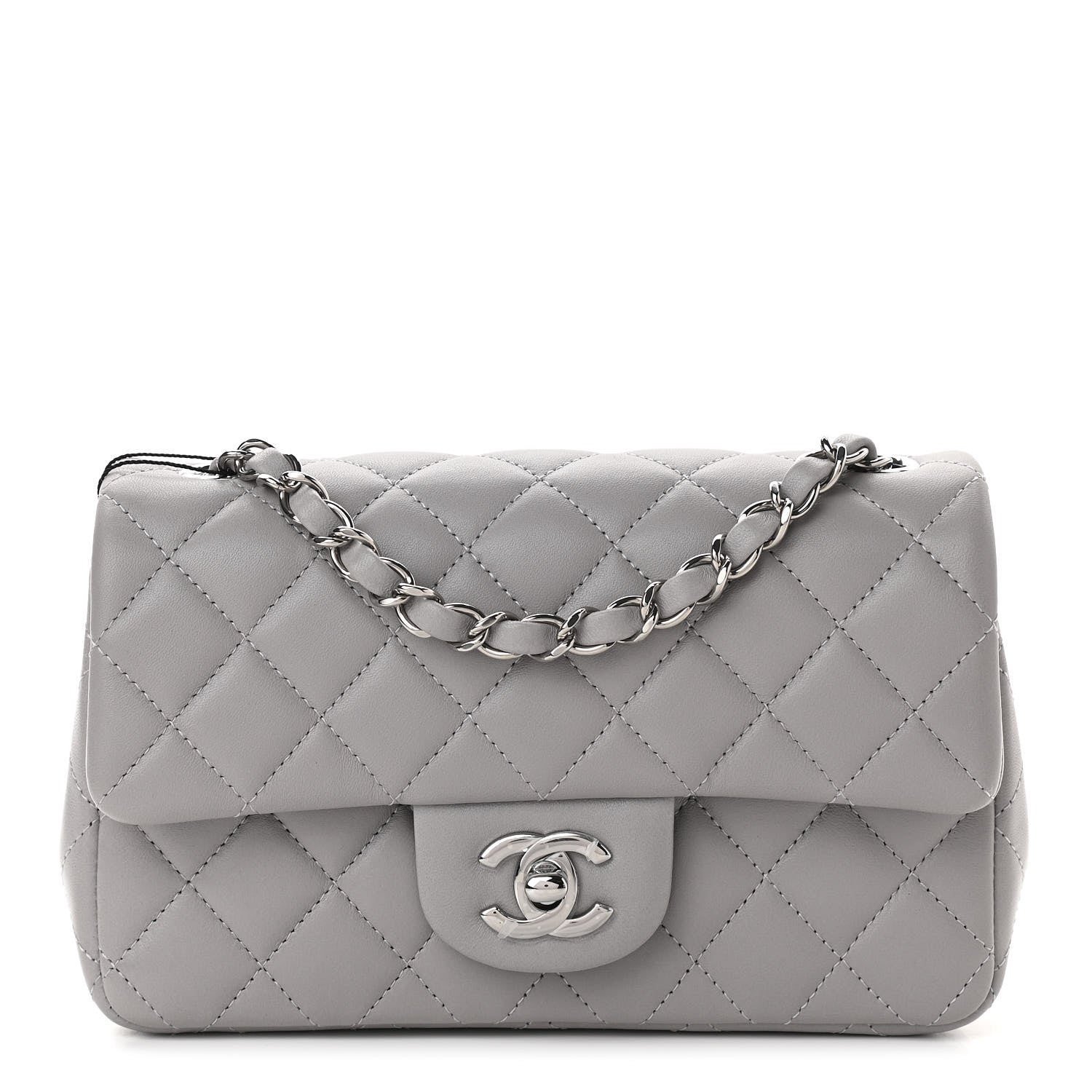 Chanel Lambskin Quilted Mini Rectangular Flap Grey 1 of 11