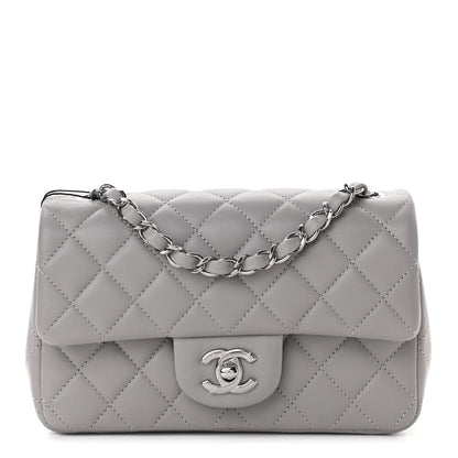 Chanel Lambskin Quilted Mini Rectangular Flap Grey 1 of 11