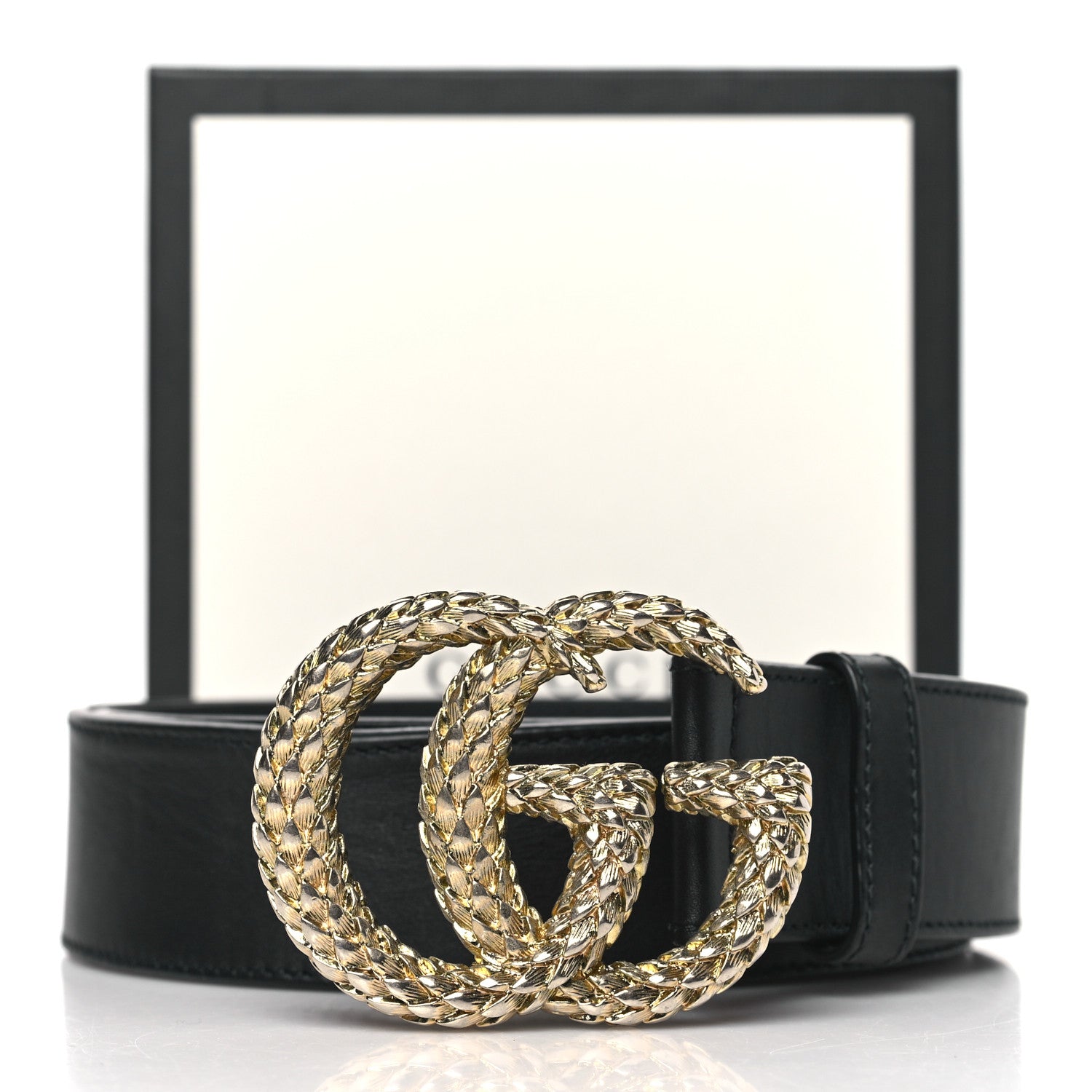 Gucci Moon Calfskin Scales Double G 40mm Belt 90 36 Black 6 of 6