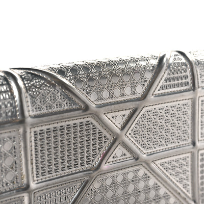 Christian Dior Metallic Patent Micro-Cannage Diorama Wallet on Chain Pouch Silver 10 of 11