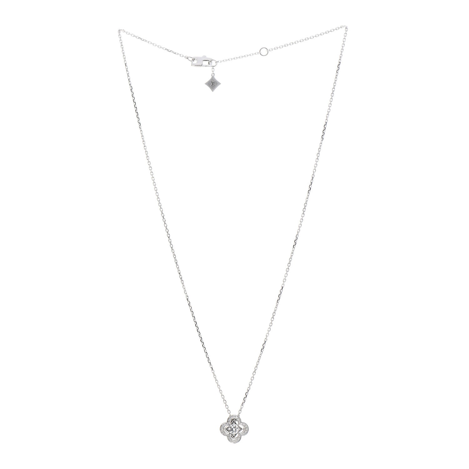 Louis Vuitton 18K White Gold Diamond Les Ardentes Pendant Necklace 3 of 6