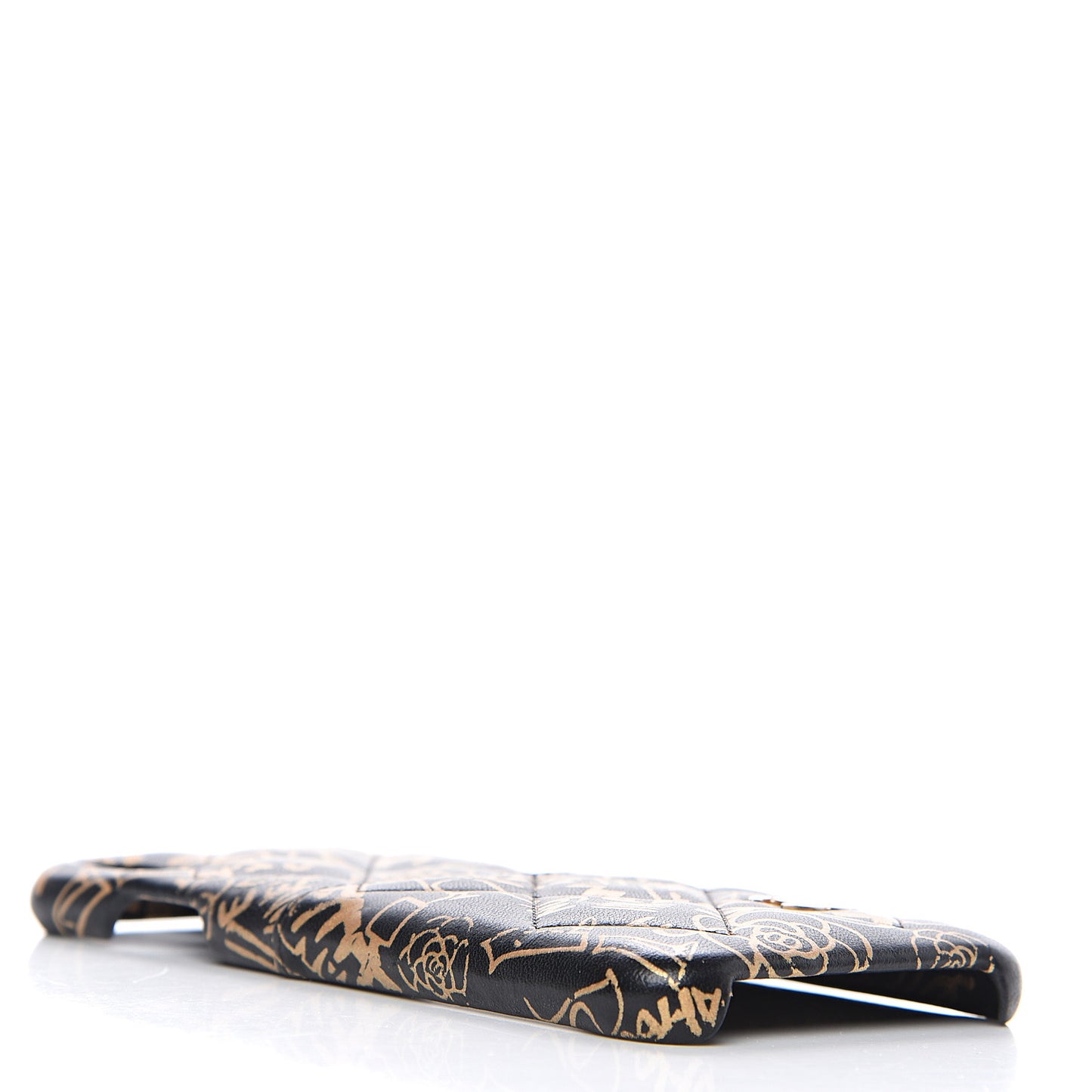 Lambskin Quilted iPhone XR Coco Tech Egyptian Graffiti Case Black Gold