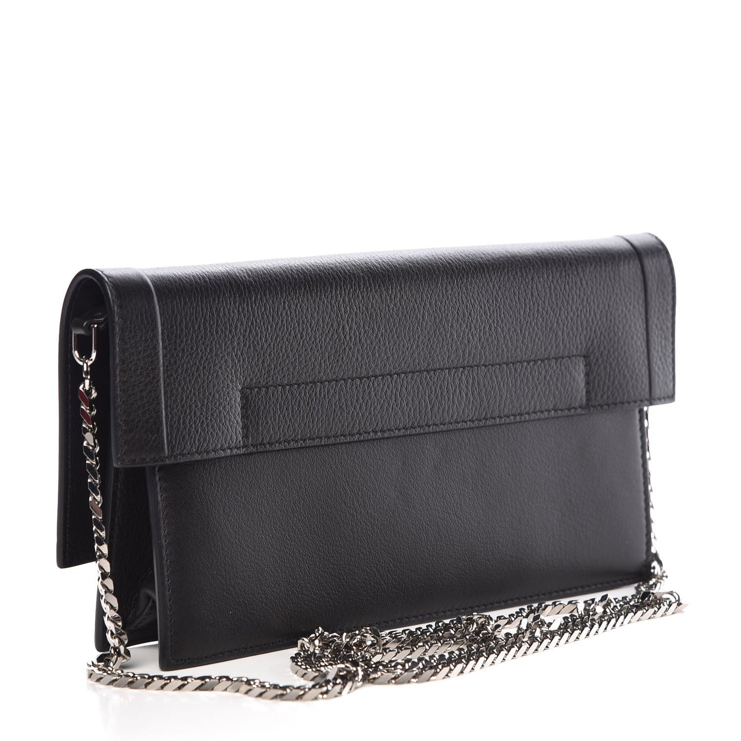 Calfskin Shark Lock Chain Wallet Black