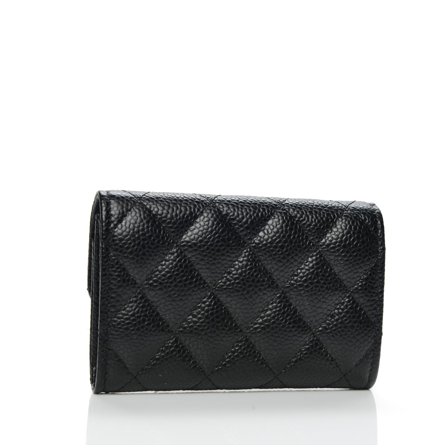 Caviar Quilted Flap Card Holder Black