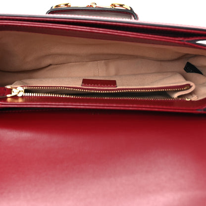 Gucci GG Supreme Monogram Azalea Calfskin Horsebit 1955 Shoulder Bag Beige Ebony New Cherry Red 5 of 11