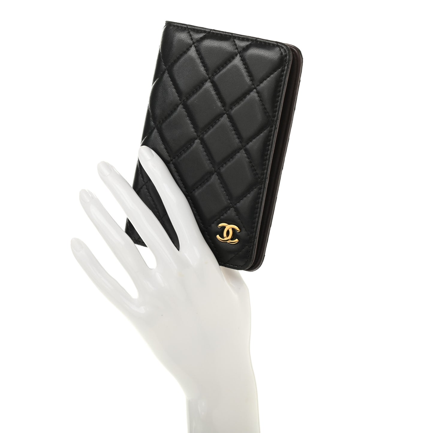 Lambskin Quilted Small Agenda Cover Black