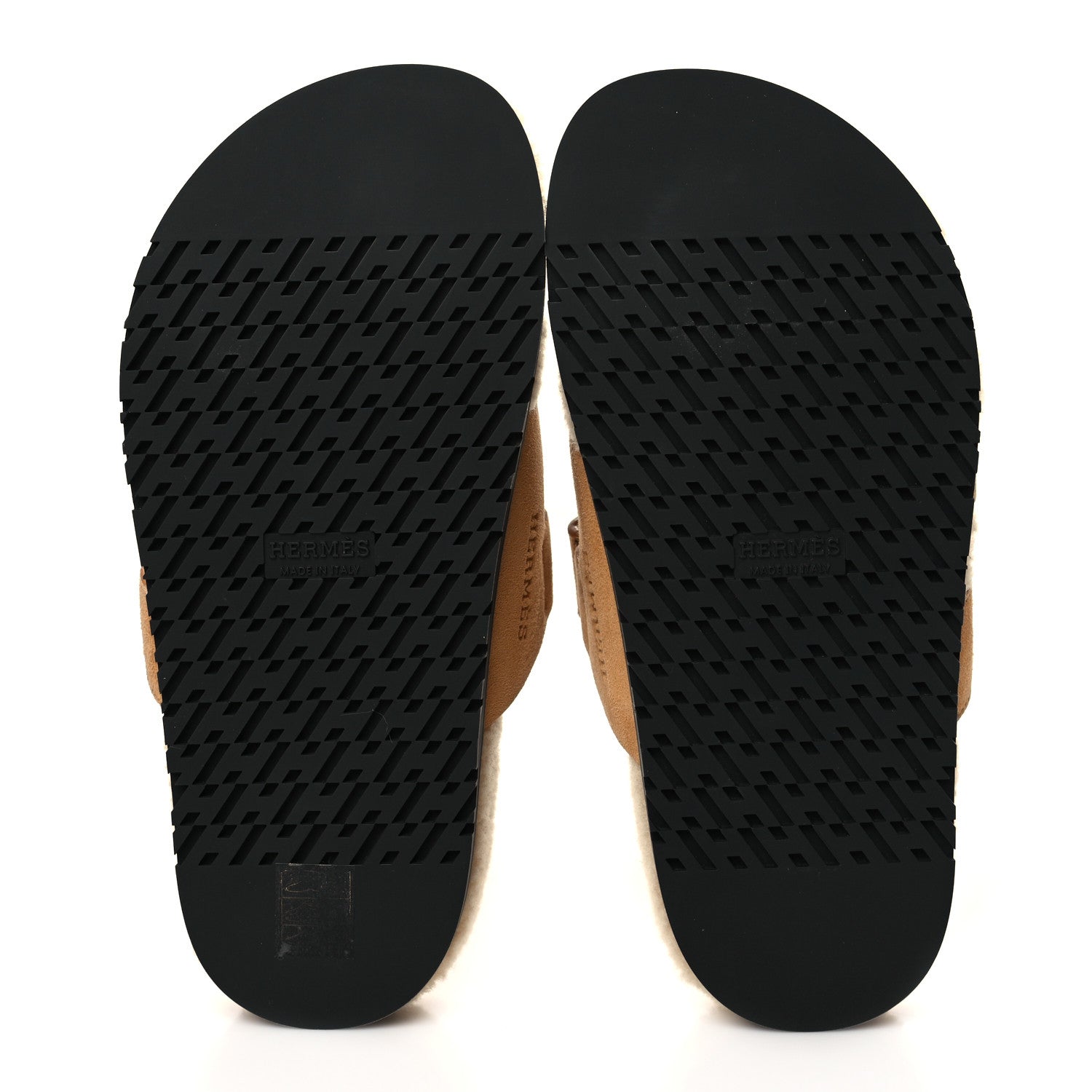 Hermes Suede Goatskin Woolskin Womens Chypre Sandals 36.5 Golden Beige 5 of 9
