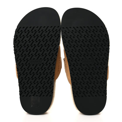 Hermes Suede Goatskin Woolskin Womens Chypre Sandals 36.5 Golden Beige 5 of 9