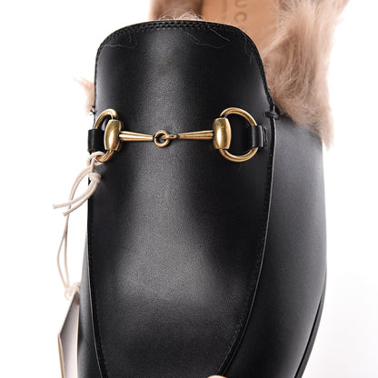 Gucci Calfskin Fur Womens Princetown Slippers 38.5 Black 8 of 9