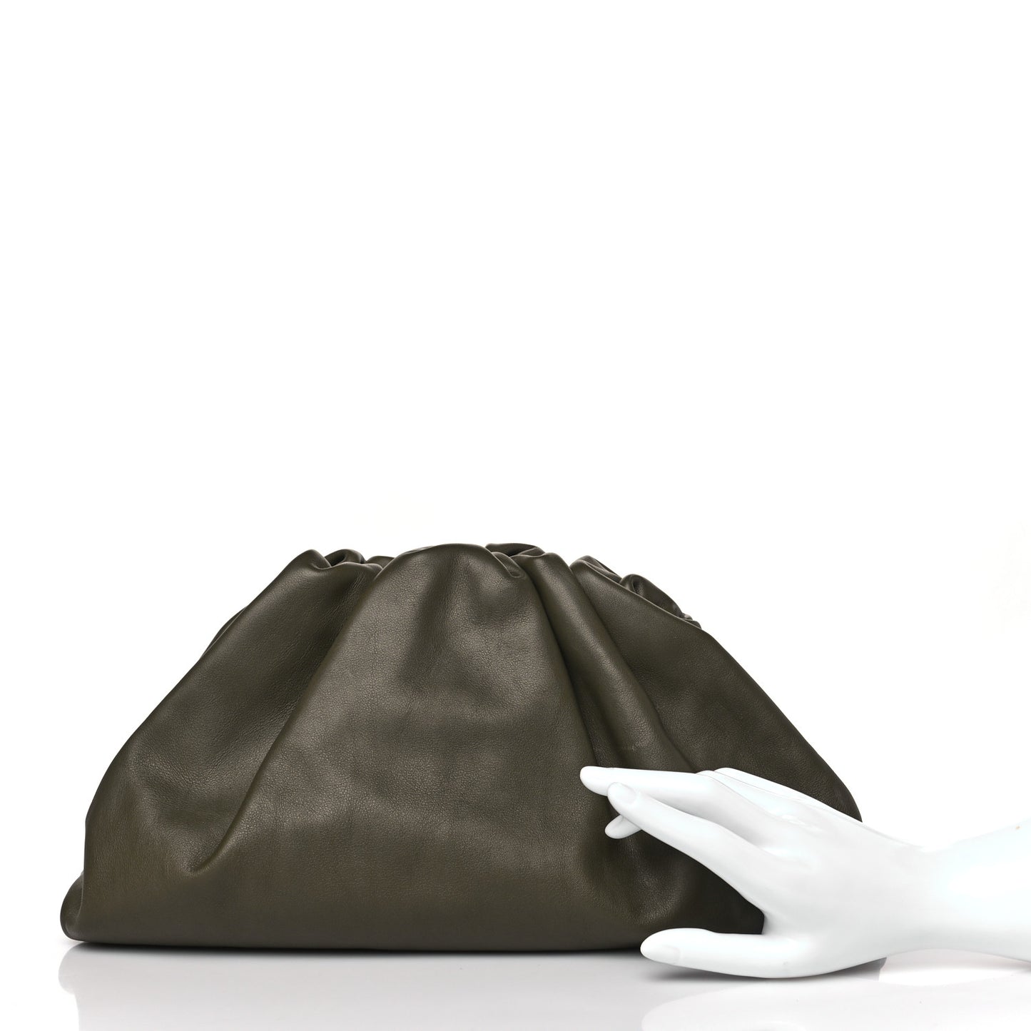 Smooth Butter Calf The Pouch Oversized Clutch Kaki Fondent