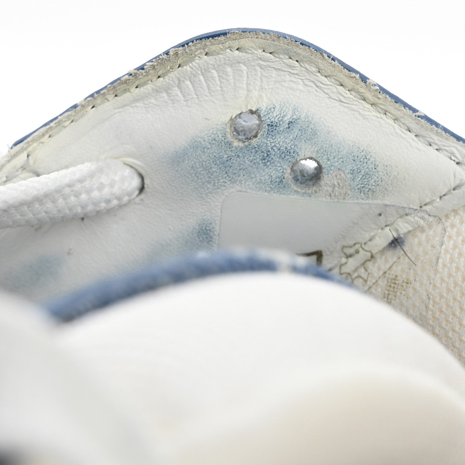 Louis Vuitton Calfskin Embossed Monogram Denim Mens LV Trainer Sneakers 7.5 Blue 10 of 13