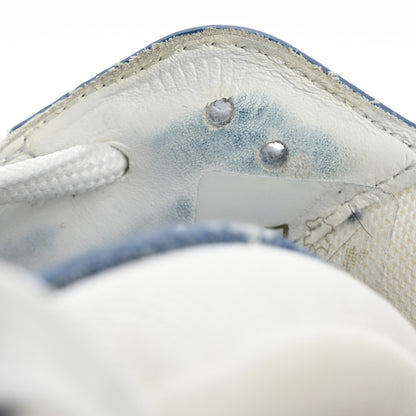 Louis Vuitton Calfskin Embossed Monogram Denim Mens LV Trainer Sneakers 7.5 Blue 10 of 13