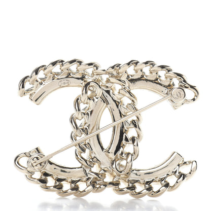 Chanel Crystal Chain CC Brooch Gold 3 of 4