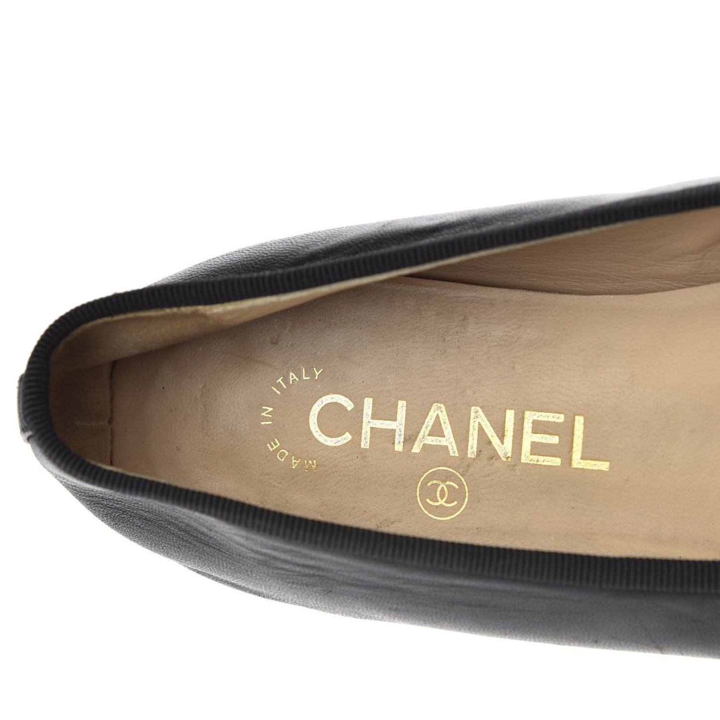 Lambskin Cap Toe Ballerina Flats 39.5 Black