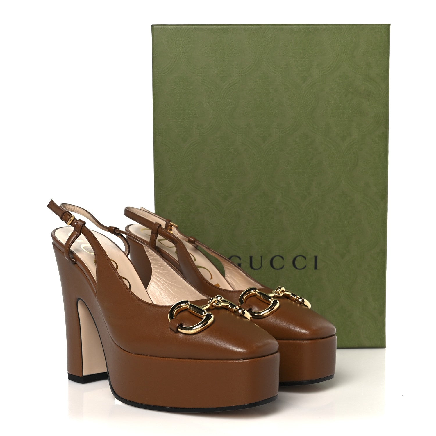 Gucci Nappa Horsebit Platform 35/120mm Slingback Pumps 37 Cuir 9 of 9