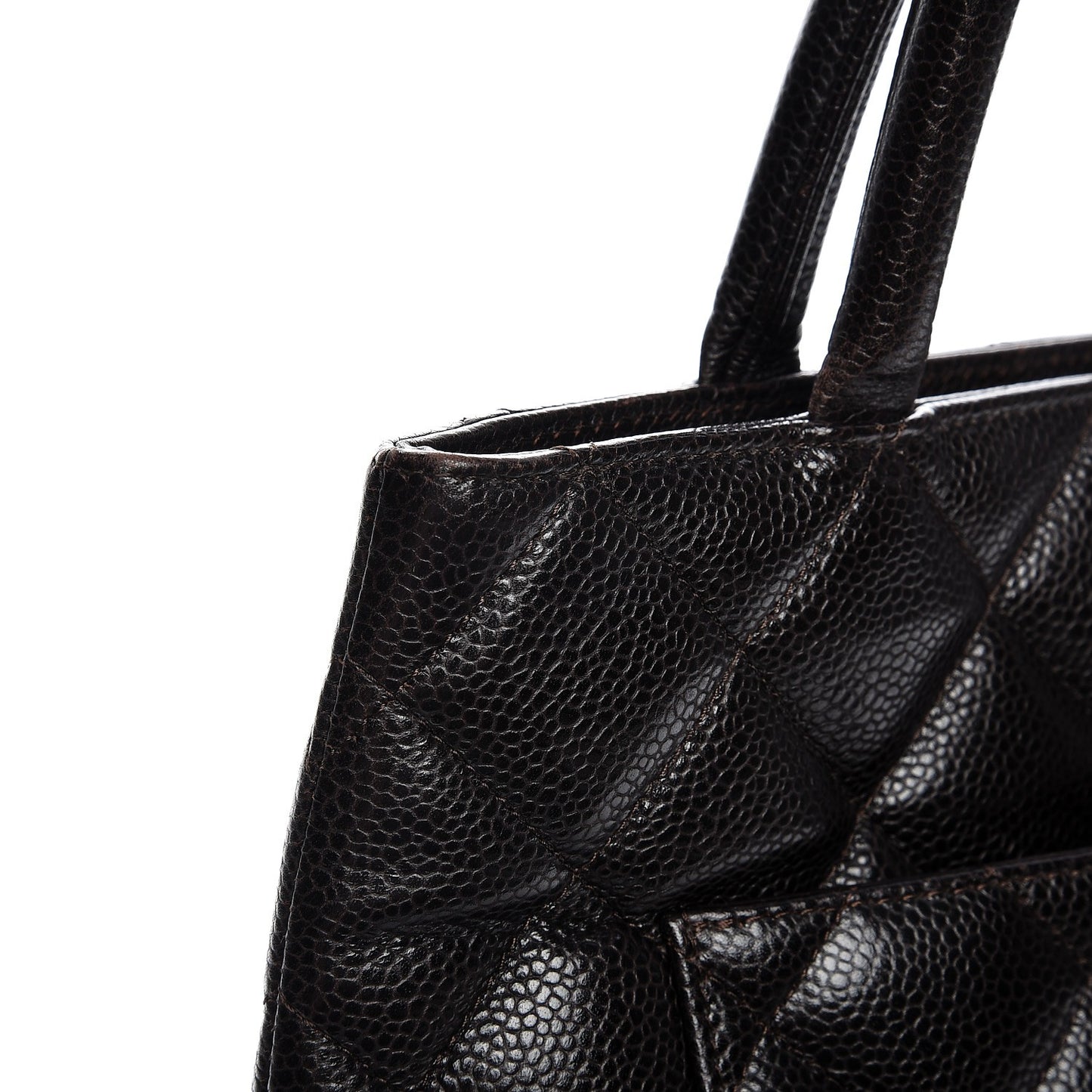 Caviar Quilted Medallion Tote Dark Brown