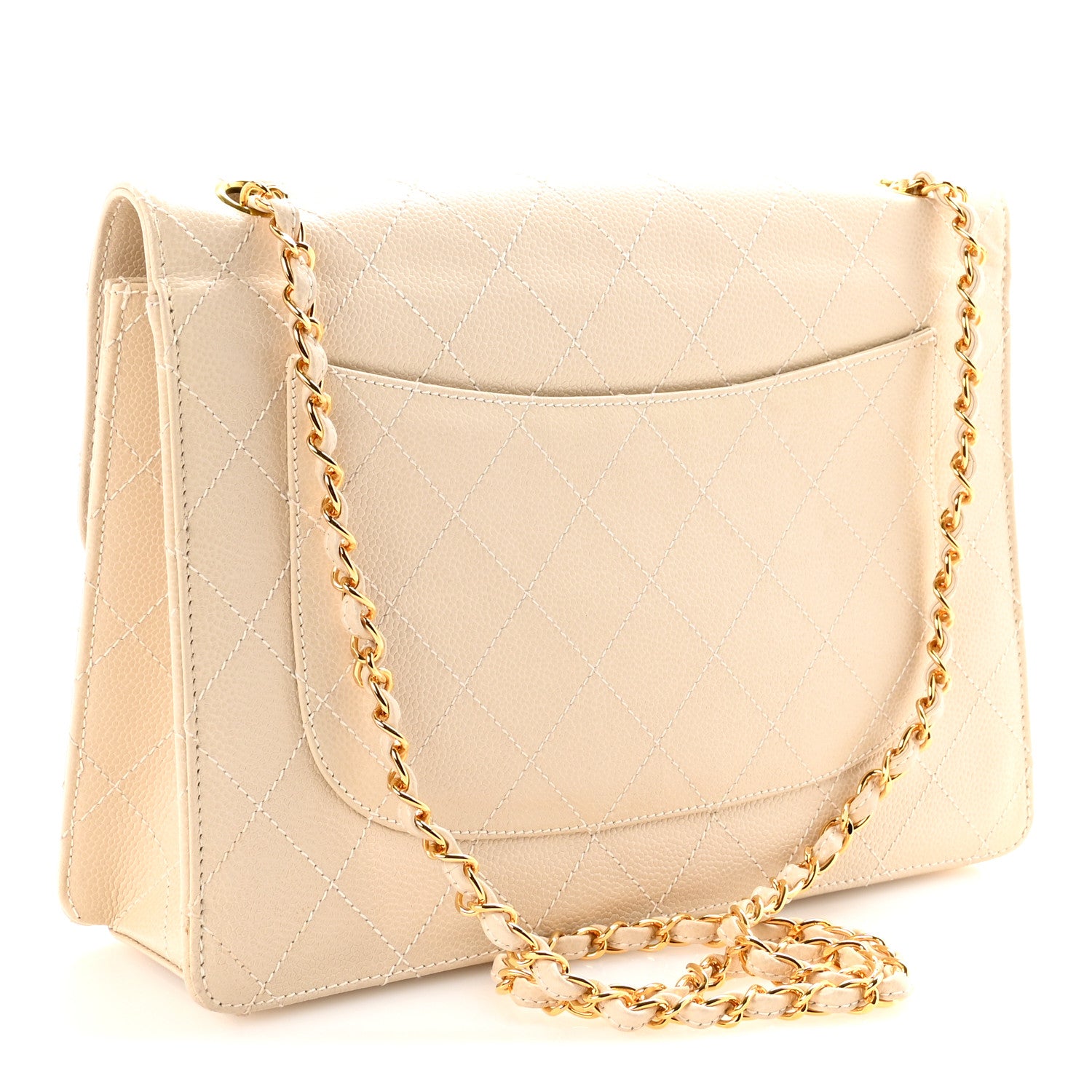 Chanel Caviar Stitch Medium Single Flap Beige Clair 3 of 11