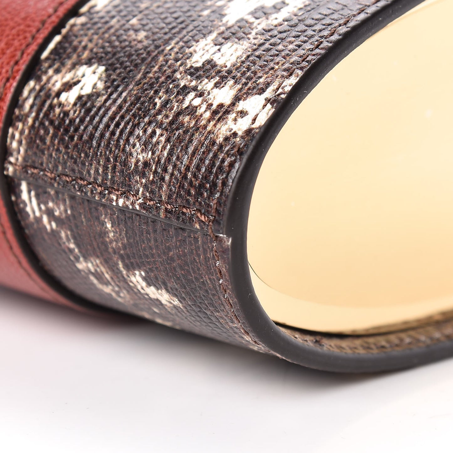 Calfskin Lizard Embossed Small Aby Lock Sepia Brown