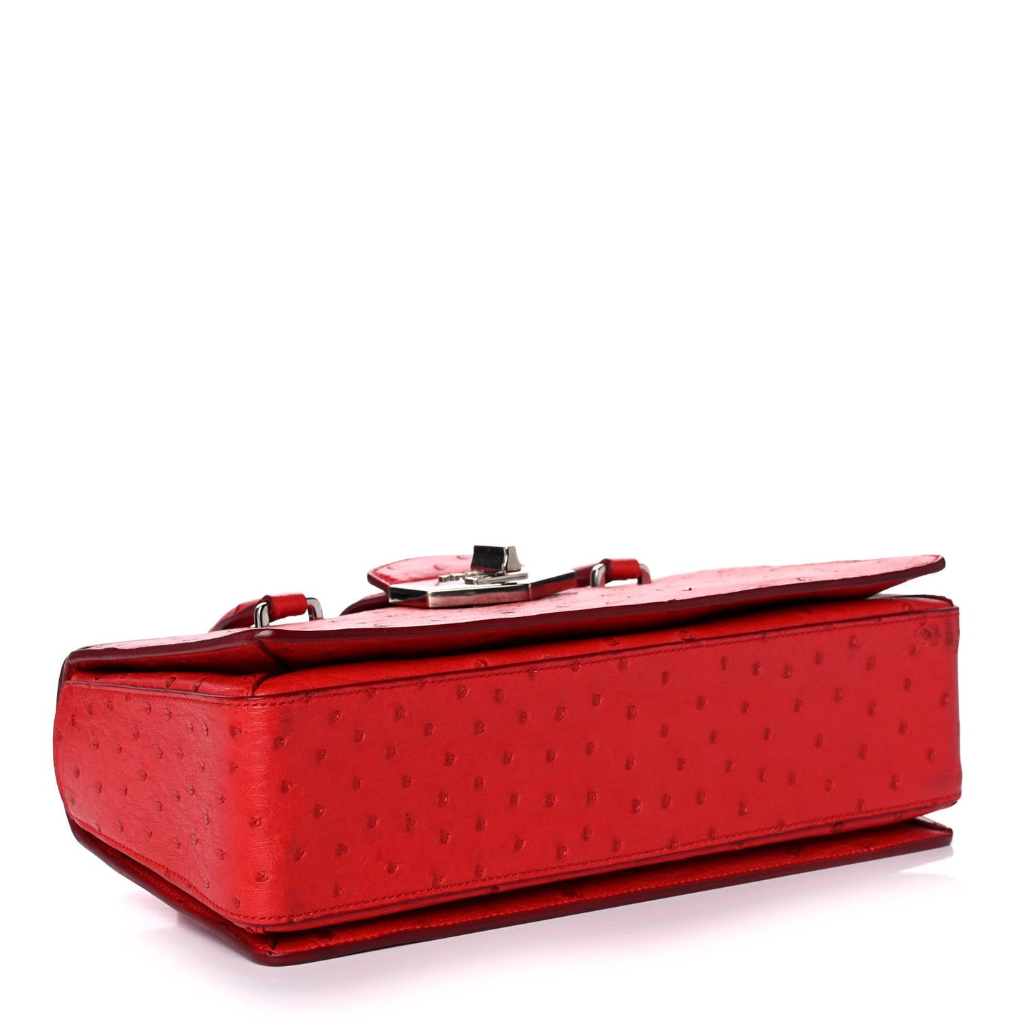 Ostrich Top Handle Shoulder Bag Rosso
