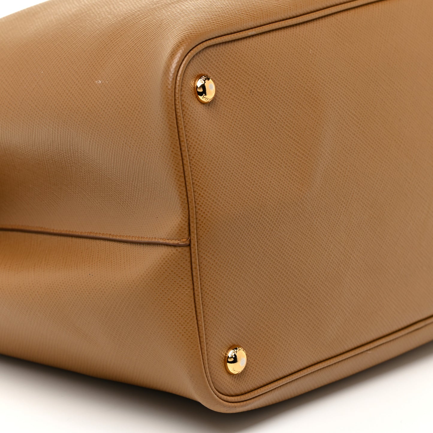 Saffiano Cuir Large Double Bag Caramel Fuoco