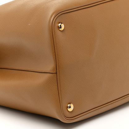Prada Saffiano Cuir Large Double Bag Caramel Fuoco 8 of 19