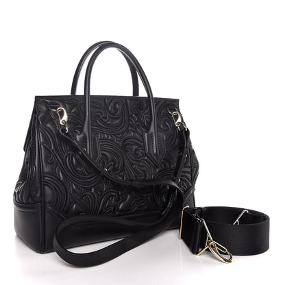 Versace Calfskin Embroidered Large Baroque Palazzo Empire Bag Black 5 of 9