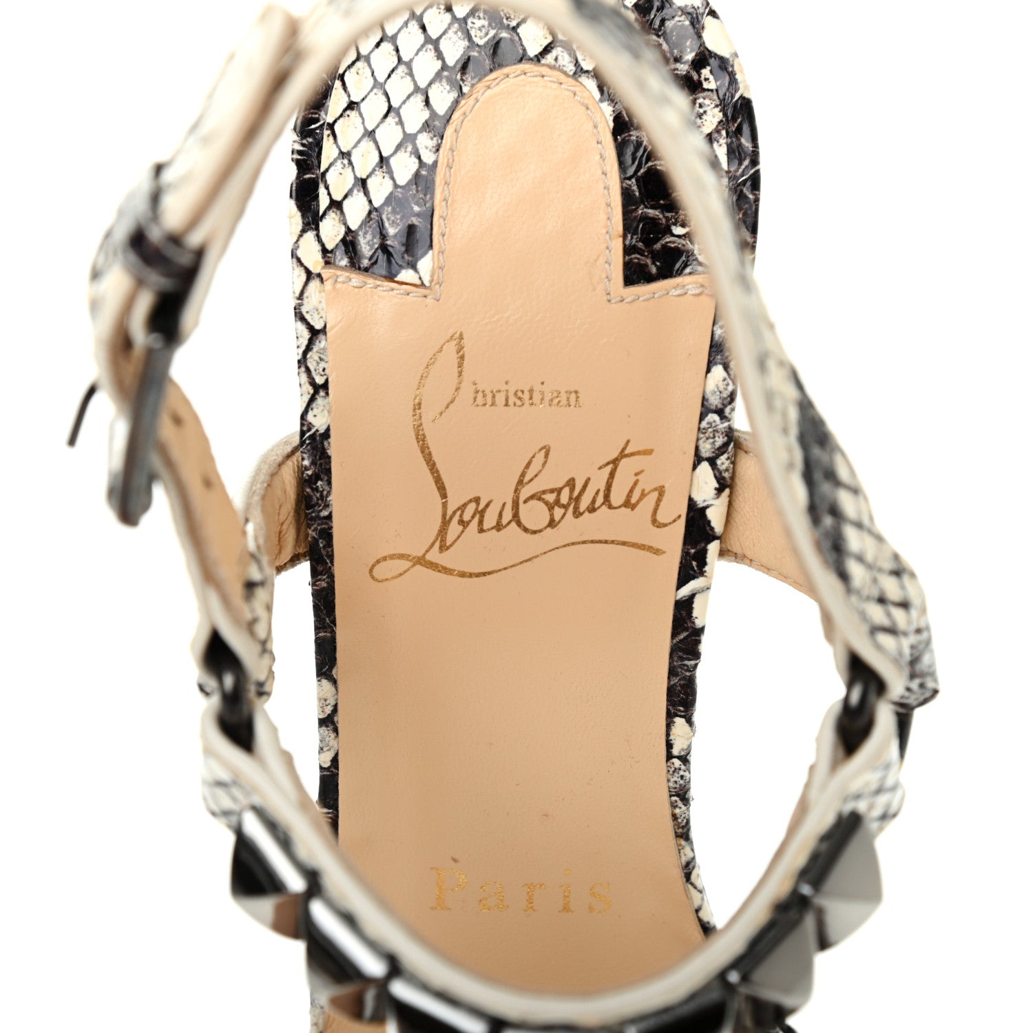 Christian Louboutin Watersnake Print Cataclou 120 Wedge Sandals 35 Roccia Gun Metal 7 of 7