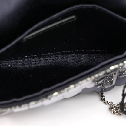 Fendi Sequin Paillettes Shiny Nappa Sex and the City Nano Maxi Buckle Baguette Charm Blue 5 of 12