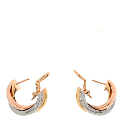 Cartier 18K Pink Yellow White Gold Classic Trinity Hoop Earrings 3 of 5