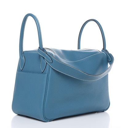Hermes Taurillon Clemence Lindy 30 Blue Jean 3 of 12